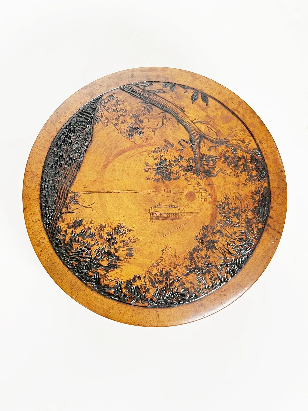 Scatola rotonda in legno, anni ’50 5
