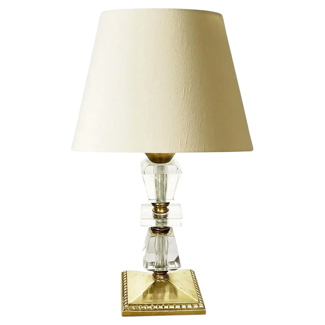 Lampada da tavolo in ottone e plexiglass, anni ’40 1