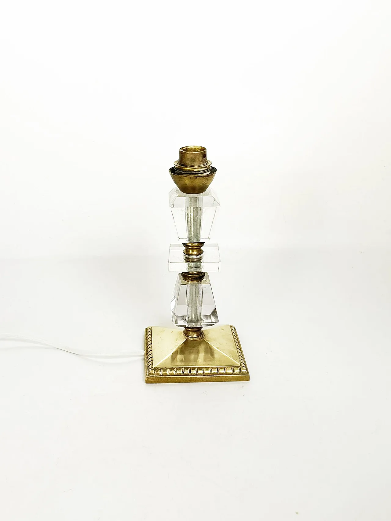Lampada da tavolo in ottone e plexiglass, anni ’40 2