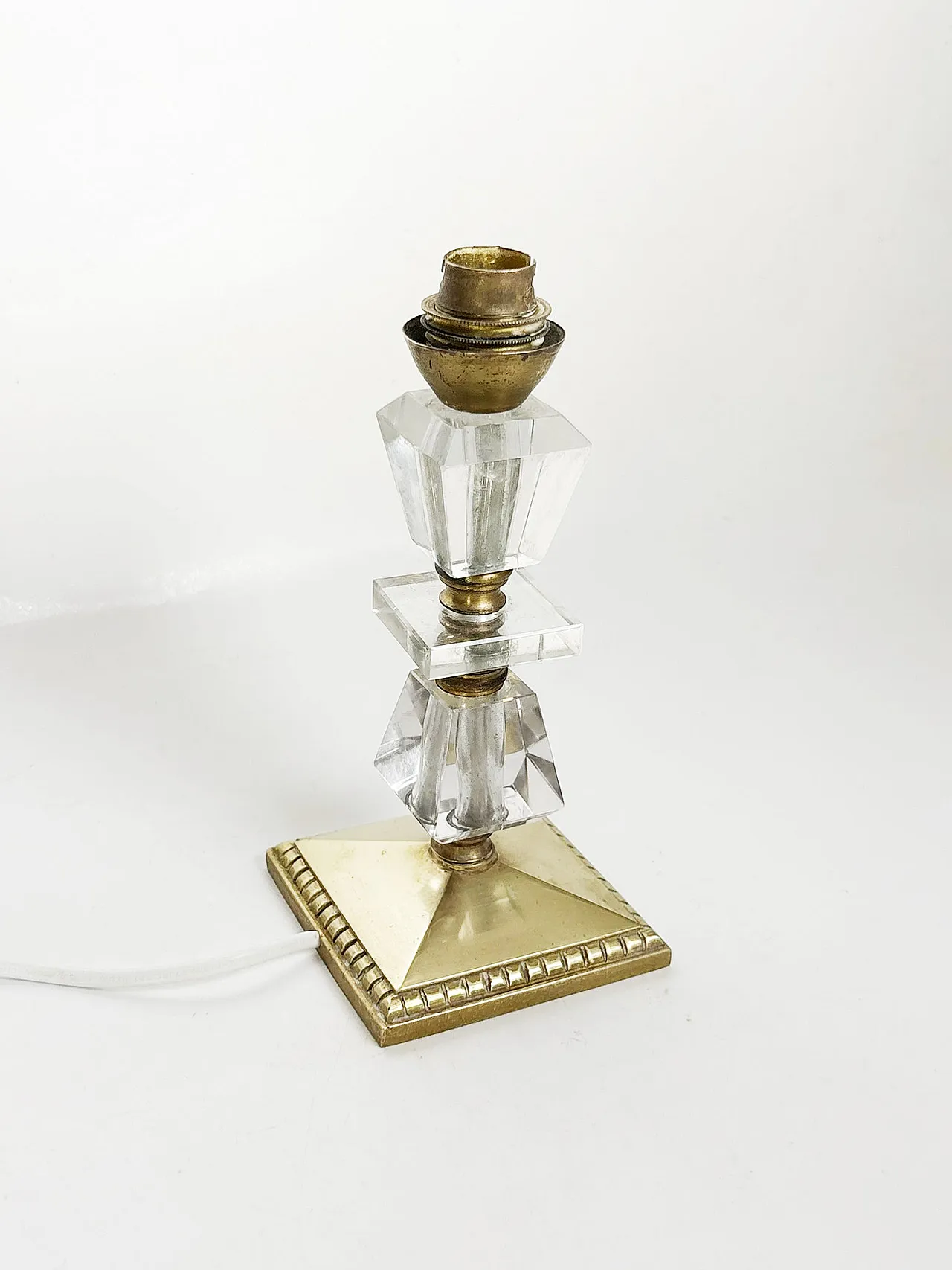 Lampada da tavolo in ottone e plexiglass, anni ’40 3