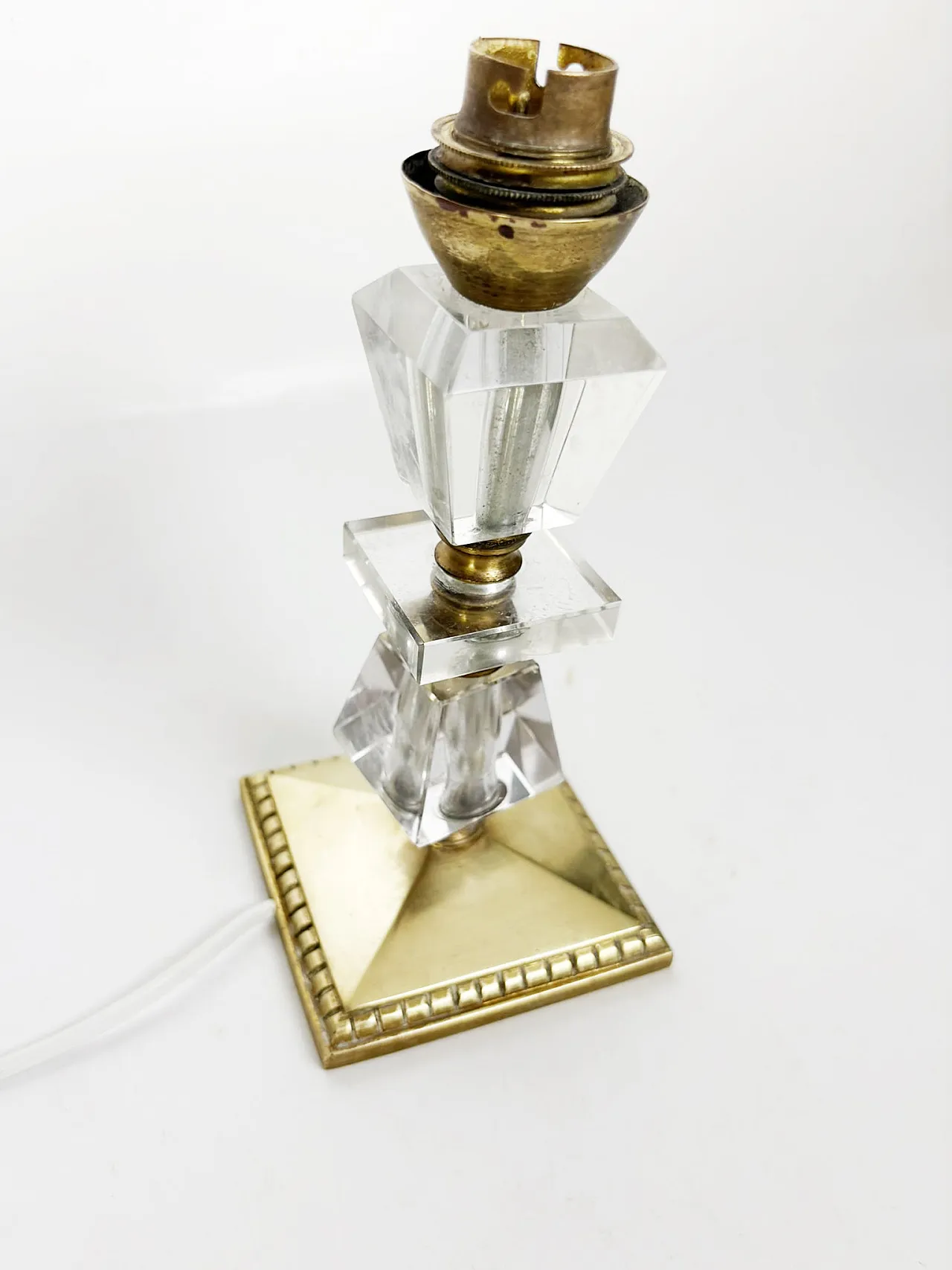 Lampada da tavolo in ottone e plexiglass, anni ’40 10