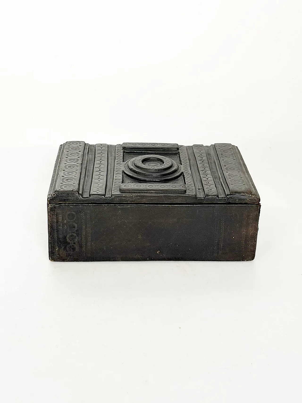 Embossed black leather box, 1950s 3