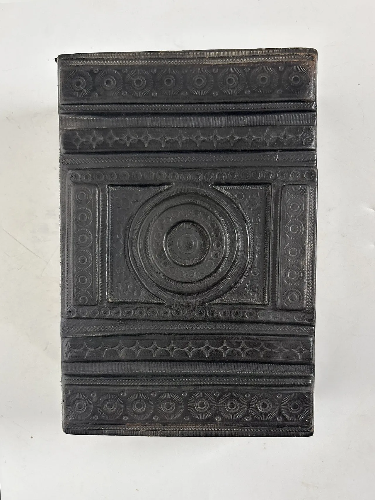 Embossed black leather box, 1950s 8