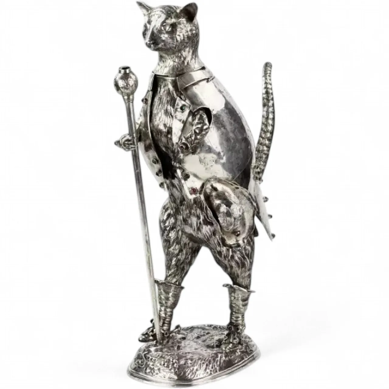 Figura in argento del personaggio del Gatto con gli stivali, '800 10