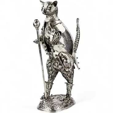 Figura in argento del personaggio del Gatto con gli stivali, '800