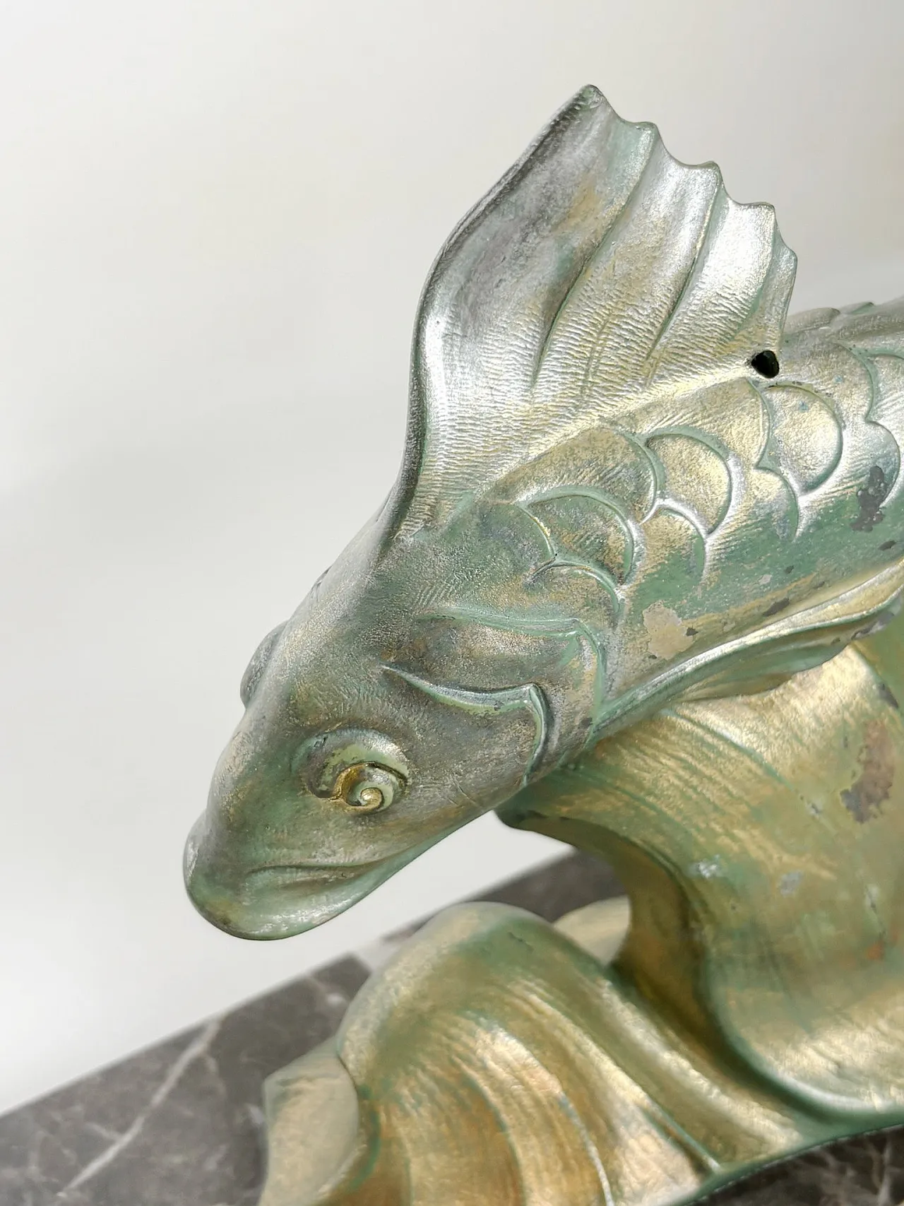 Bronze and marble sculpture depicting a fish, 1950s 6