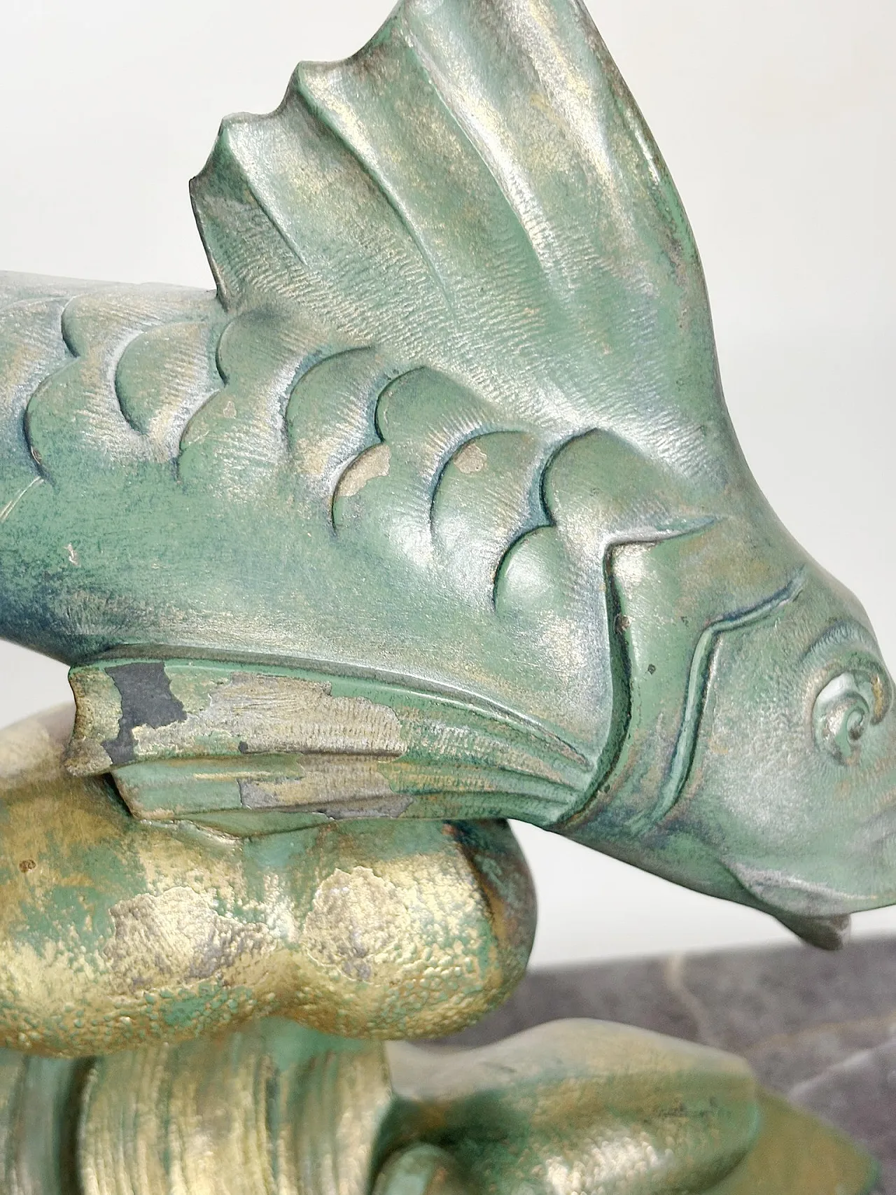 Bronze and marble sculpture depicting a fish, 1950s 11