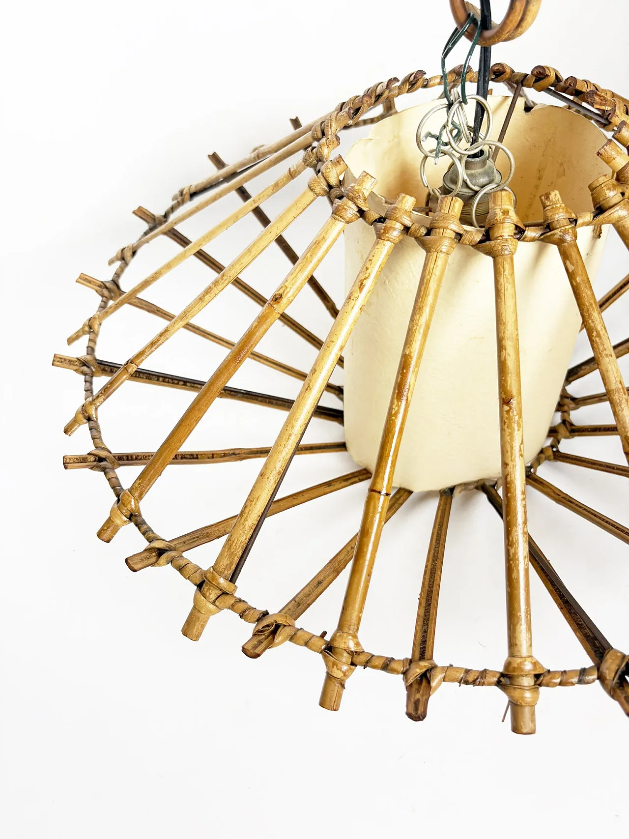 Lampadario in rattan, anni '60 3