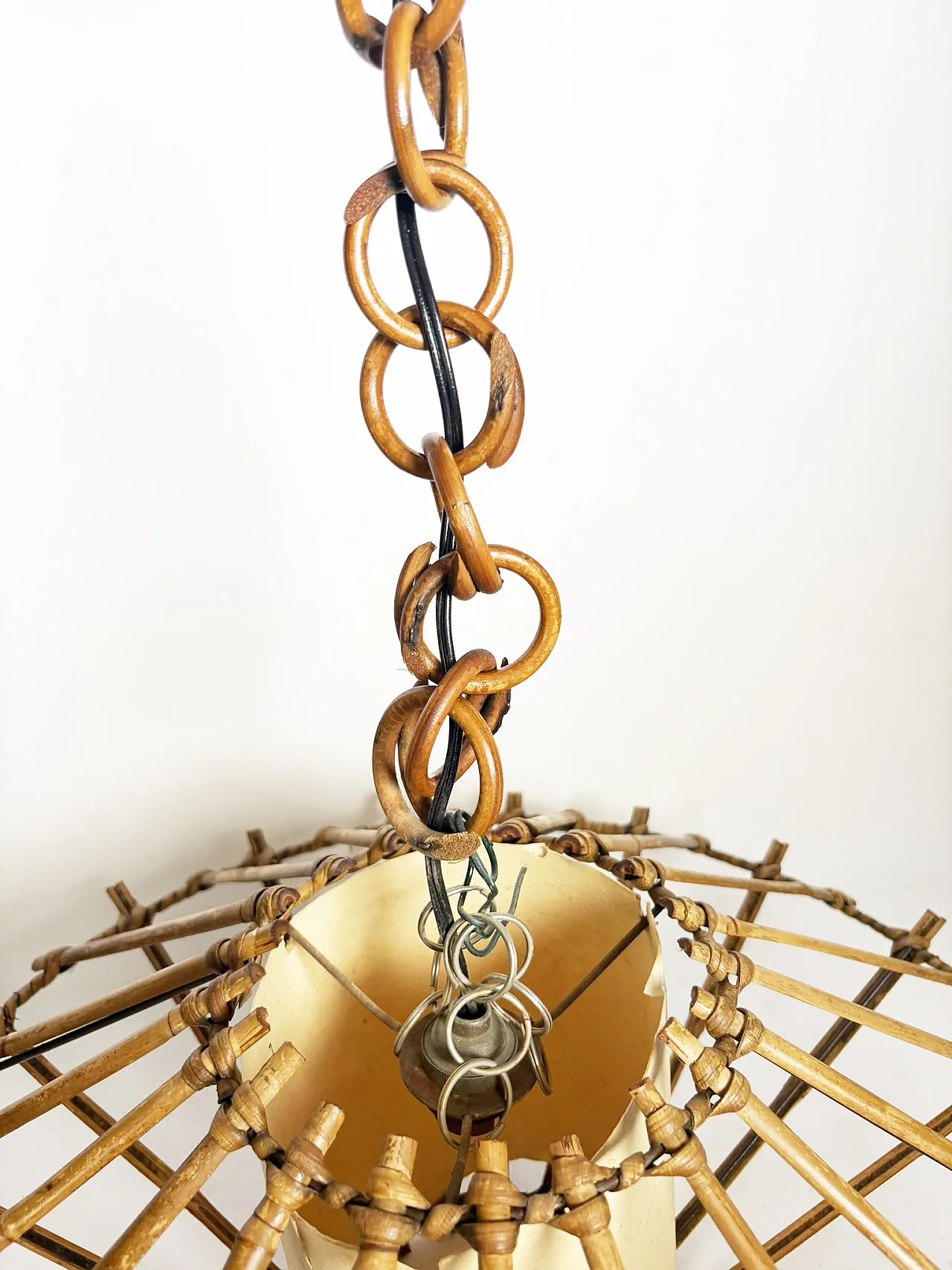 Lampadario in rattan, anni '60 7