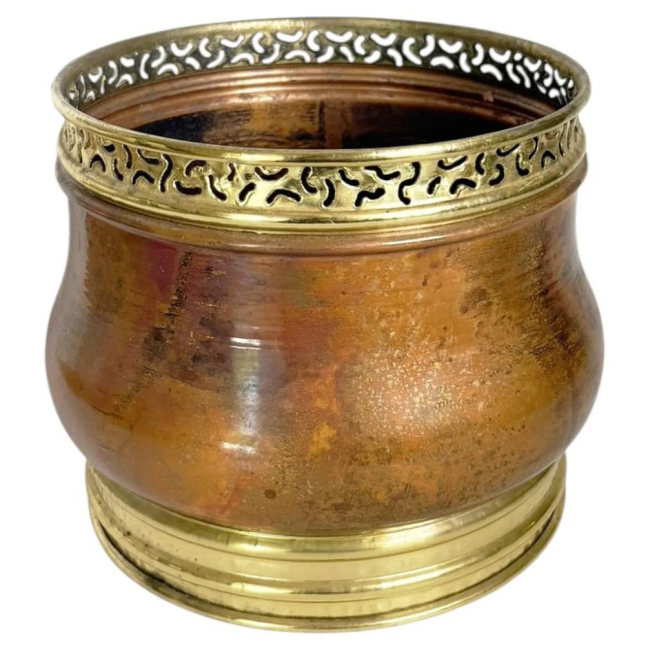 Brass and metal flower vase, 1970s 1