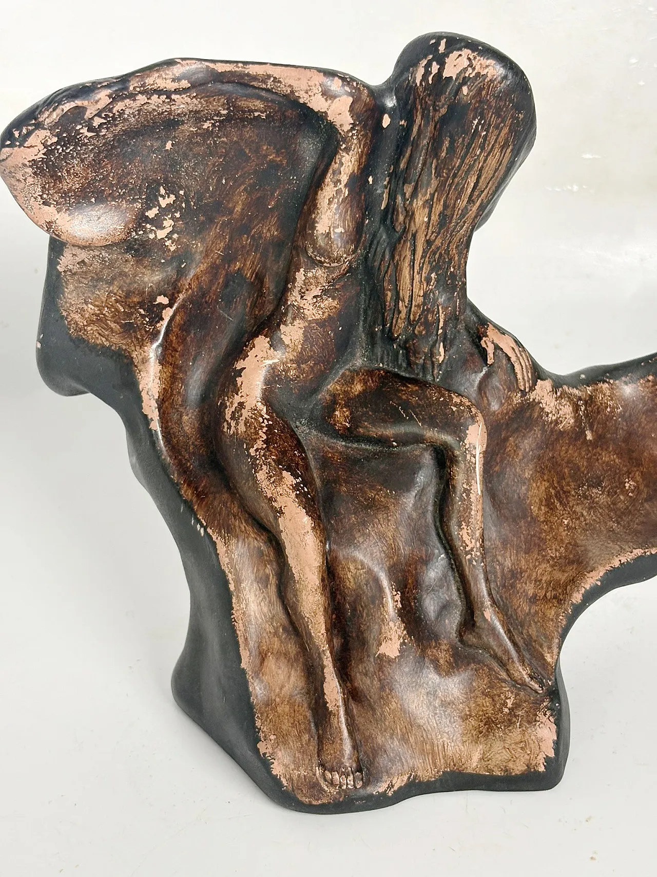 Patinated terracotta sculpture with multiple faces, 1960s 6