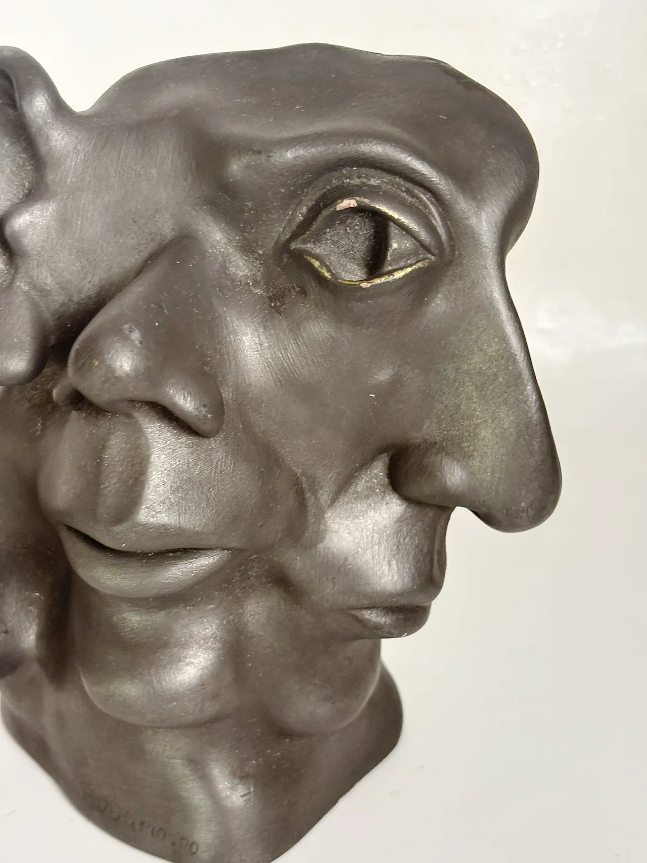 Patinated terracotta sculpture with multiple faces, 1960s 7