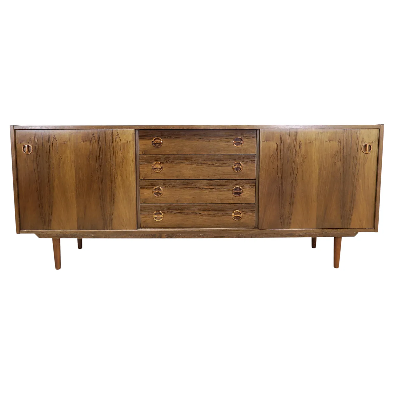 Teak sideboard with central drawers, 1960s 1