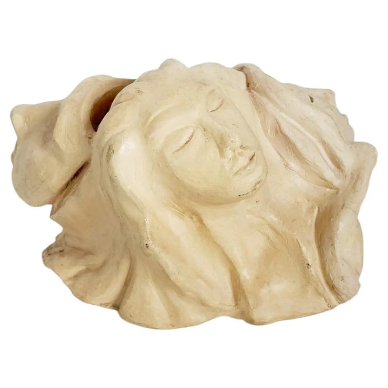 Raw clay sculpture with faces, 1980s 1