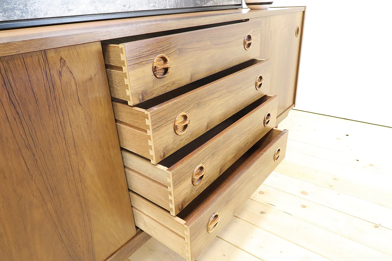 Teak sideboard with central drawers, 1960s 10