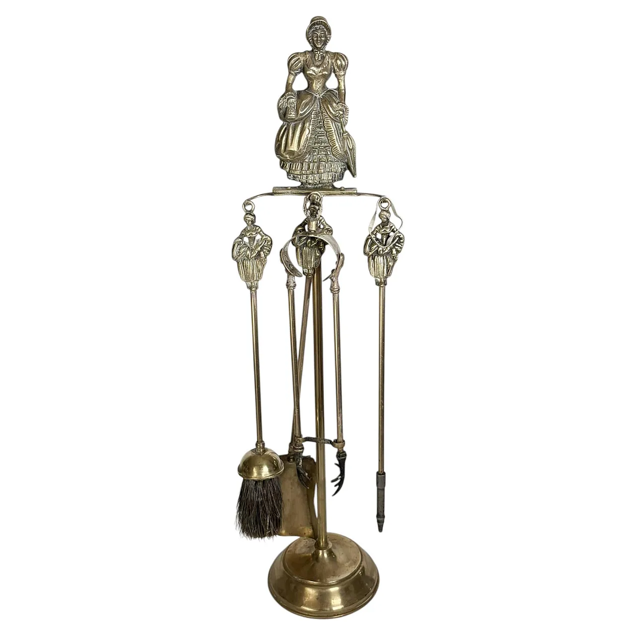Brass fireplace tool set, 1960s 1