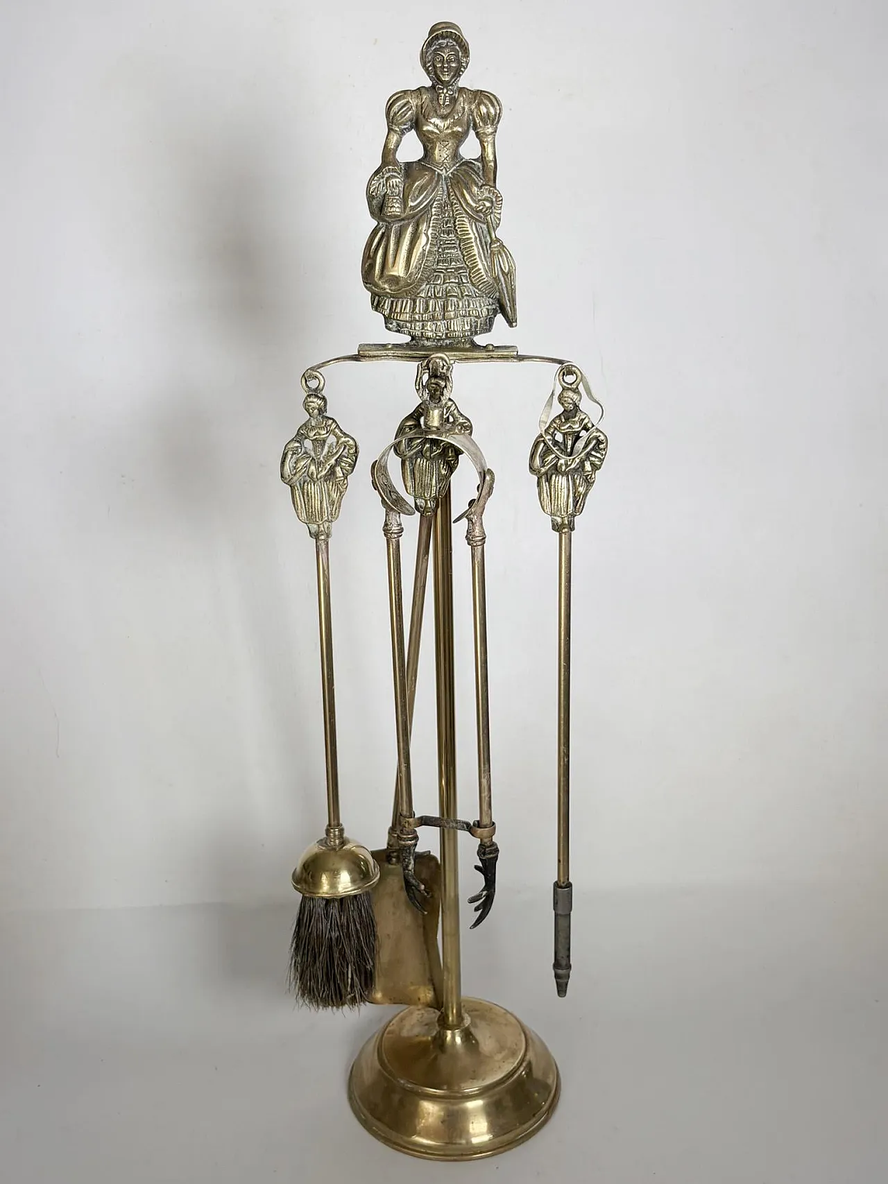 Brass fireplace tool set, 1960s 2