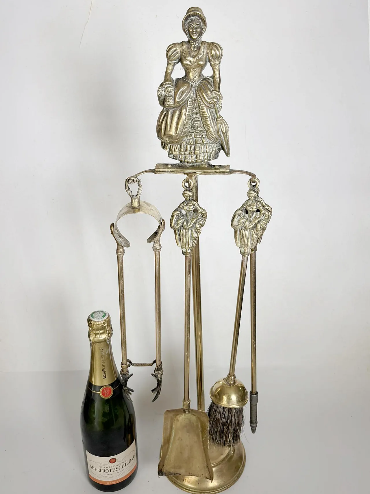 Brass fireplace tool set, 1960s 3