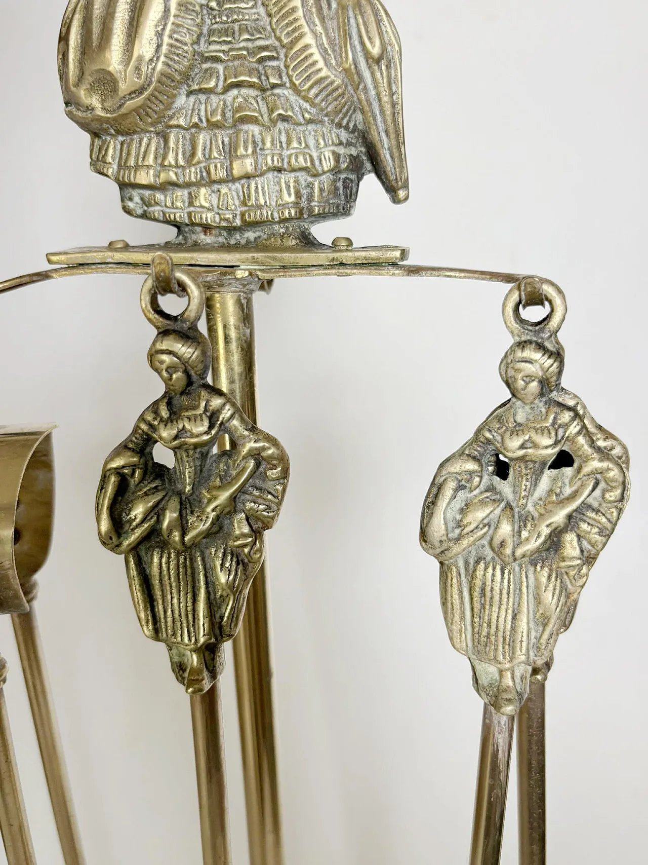 Brass fireplace tool set, 1960s 12
