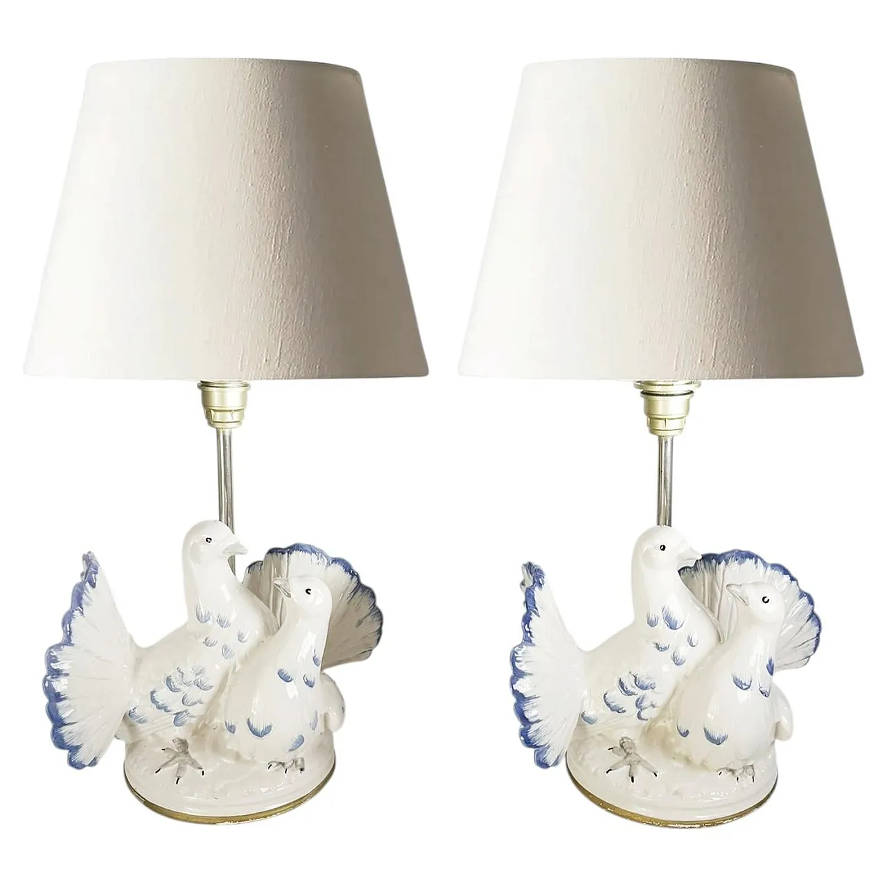 Pair of ceramic table lamps, 1970s 1