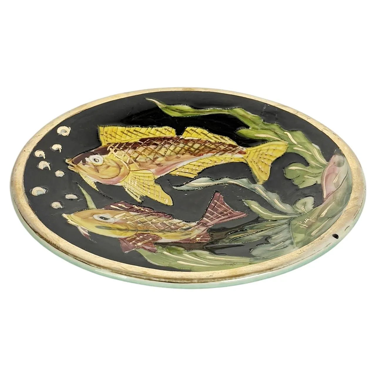 Vide-poche in ceramica con motivo a pesci, anni ’60 2