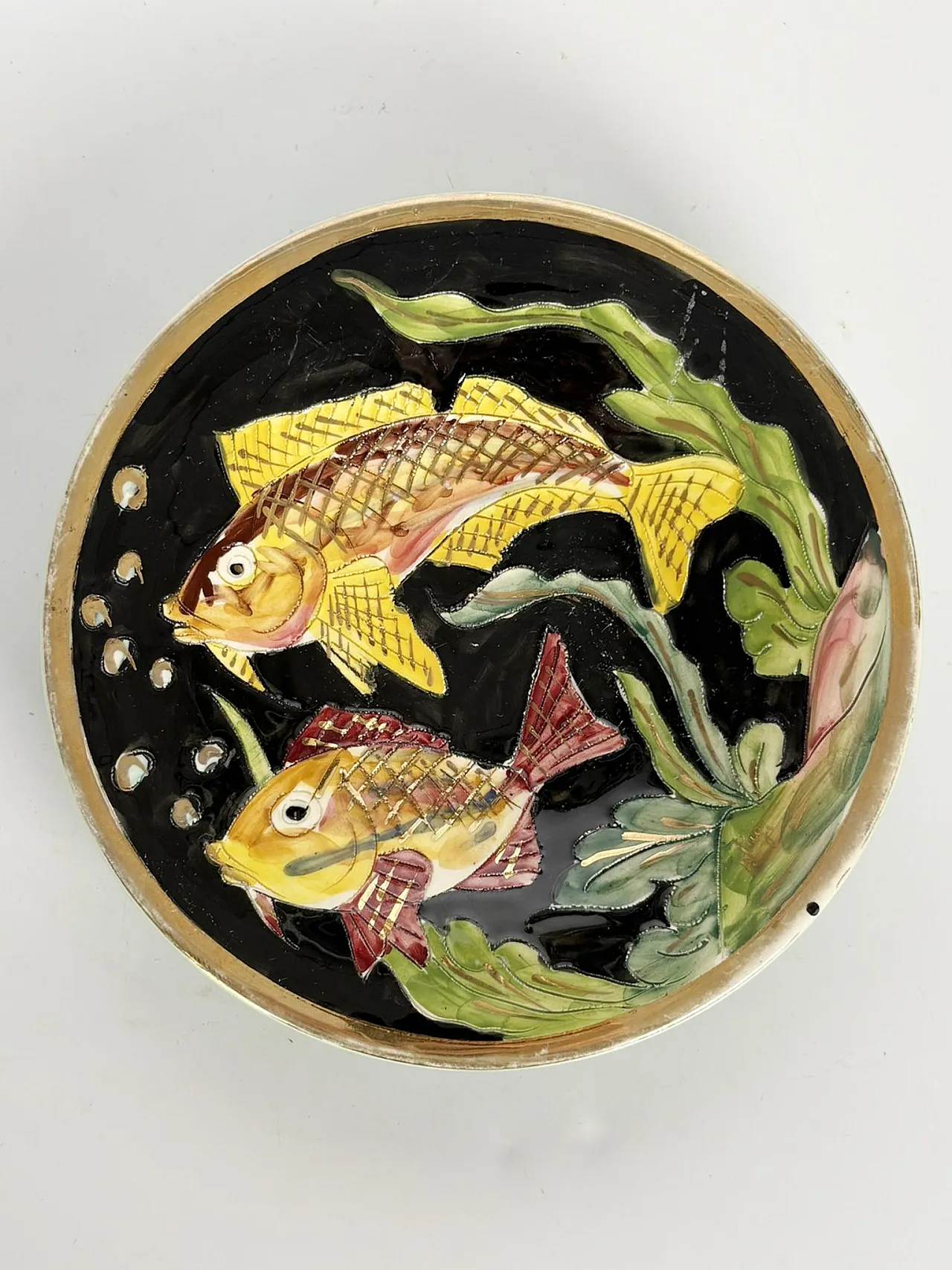 Vide-poche in ceramica con motivo a pesci, anni ’60 3