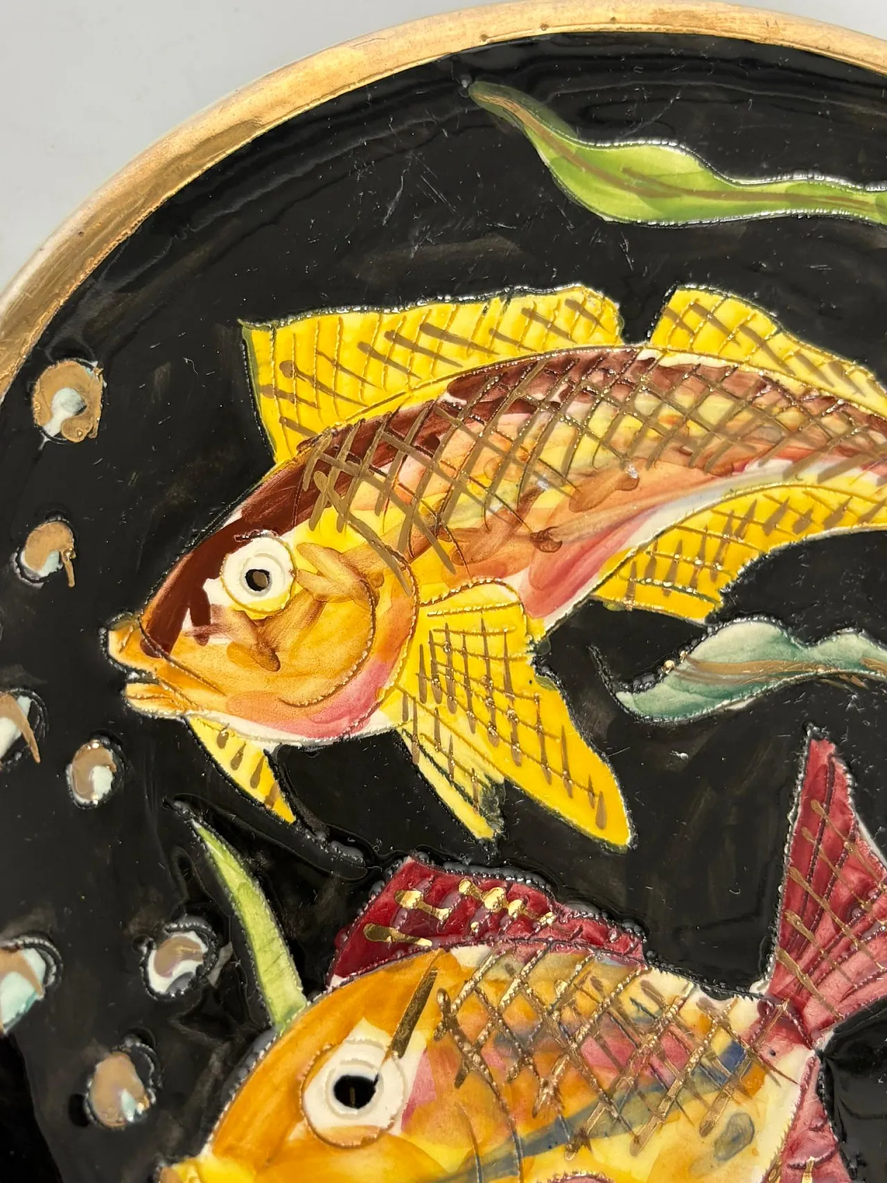 Vide-poche in ceramica con motivo a pesci, anni ’60 5
