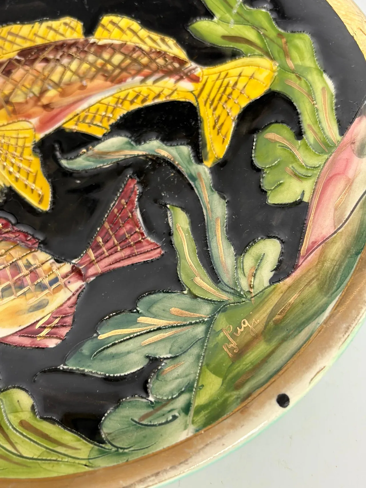 Vide-poche in ceramica con motivo a pesci, anni ’60 6