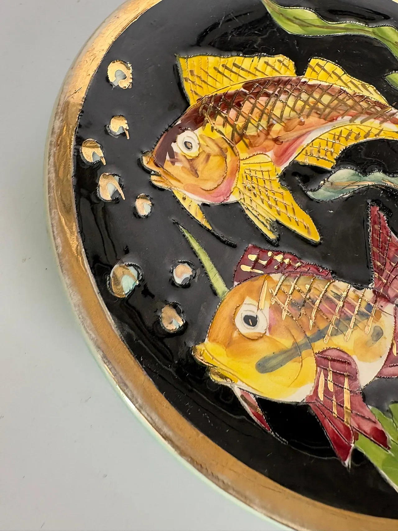 Vide-poche in ceramica con motivo a pesci, anni ’60 8