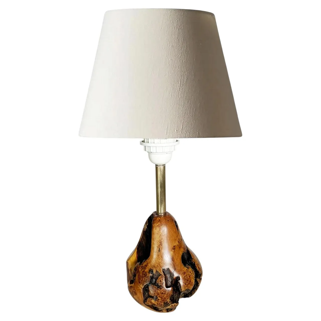 Lampada da tavolo in legno d'ulivo, anni '60 1