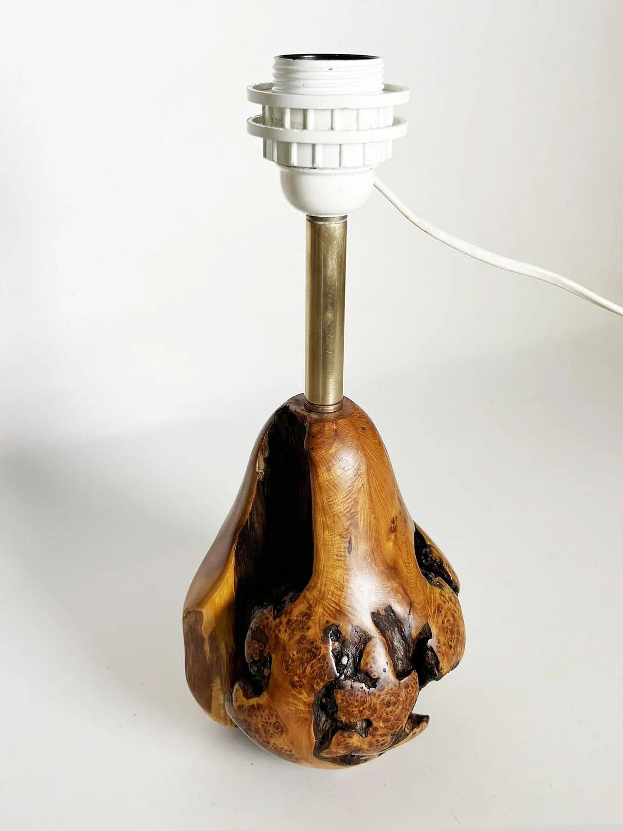 Lampada da tavolo in legno d'ulivo, anni '60 4