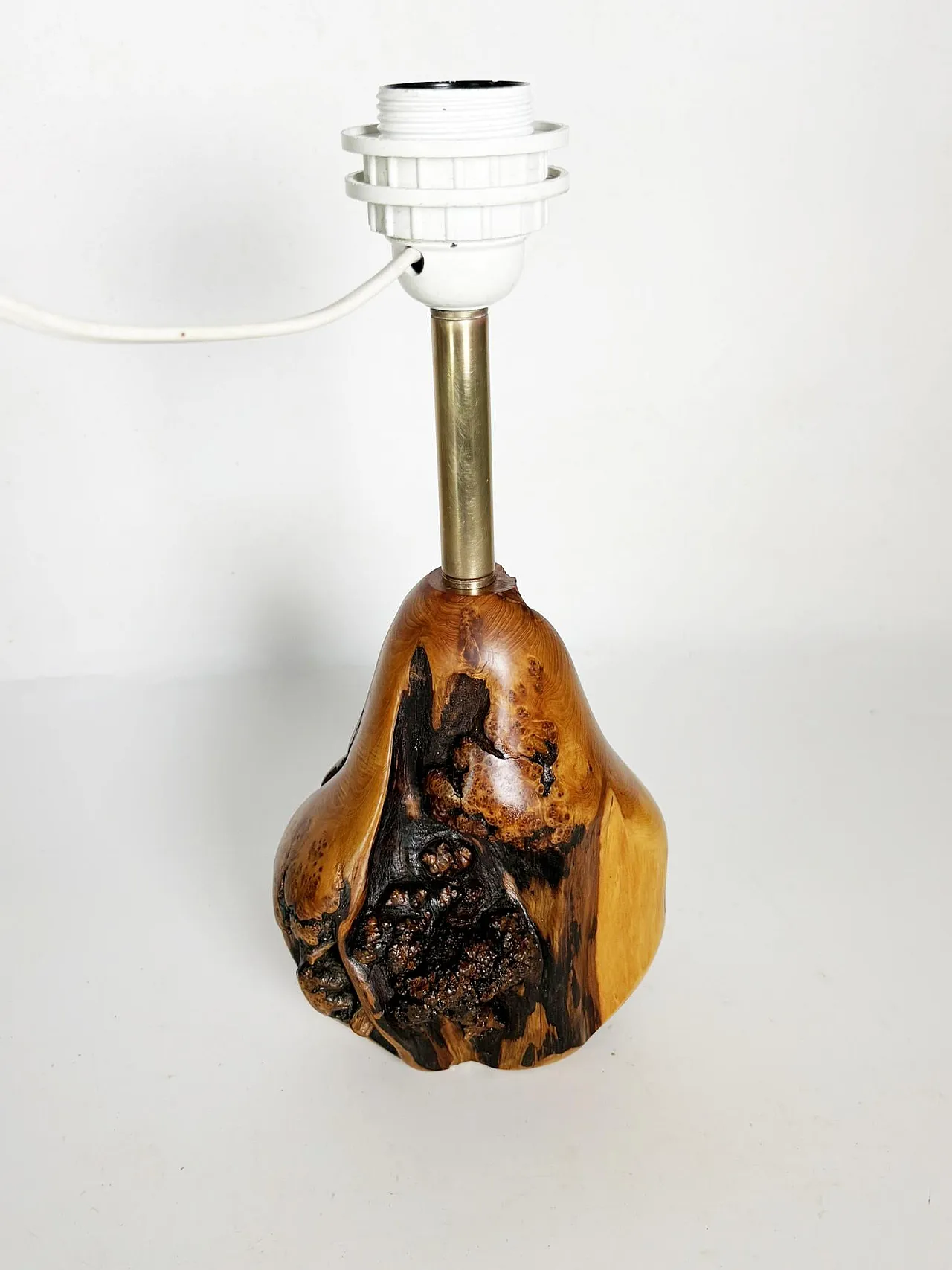 Lampada da tavolo in legno d'ulivo, anni '60 5