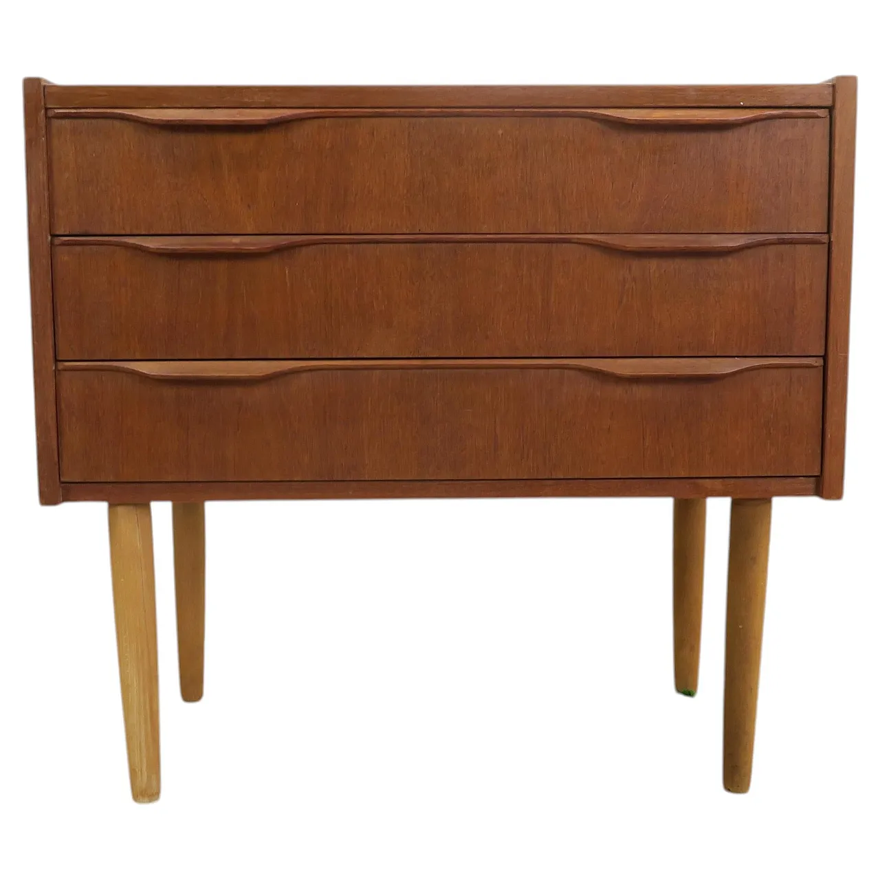 Teak nightstand with three drawers, 1960s 1