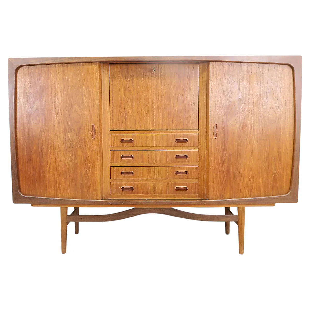 Teak highboard with doors and drawers, 1960s 1
