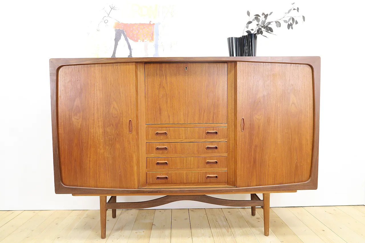 Teak highboard with doors and drawers, 1960s 2