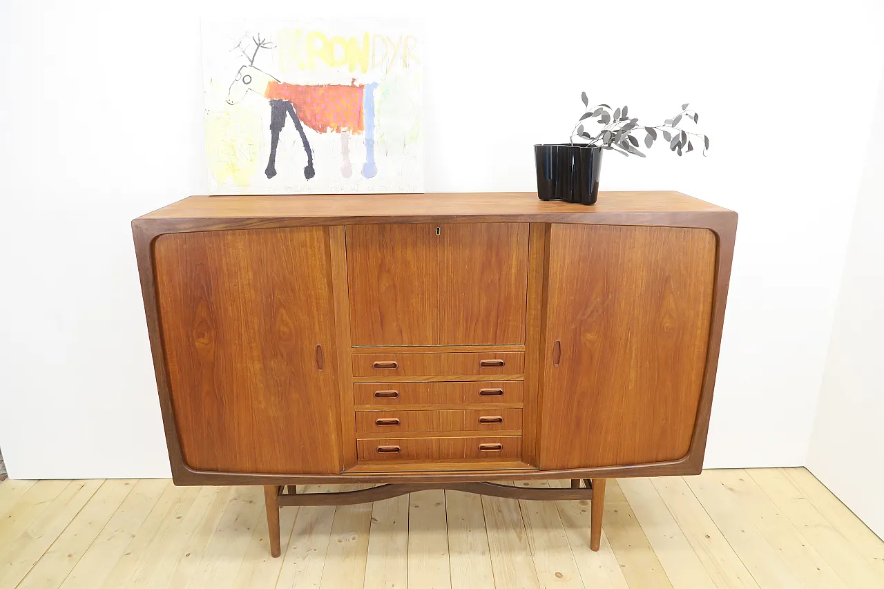 Teak highboard with doors and drawers, 1960s 3