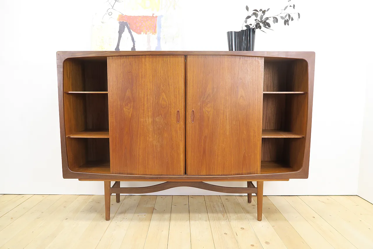Teak highboard with doors and drawers, 1960s 4