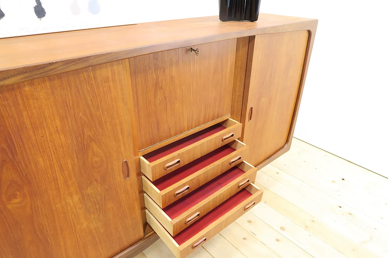Teak highboard with doors and drawers, 1960s 8