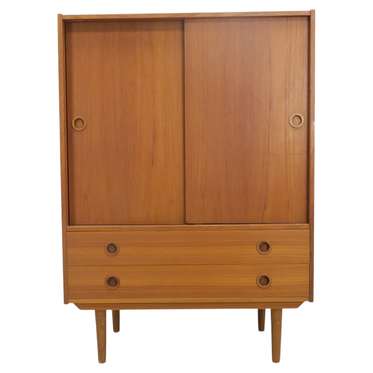 Teak highboard with sliding doors, 1960s 1