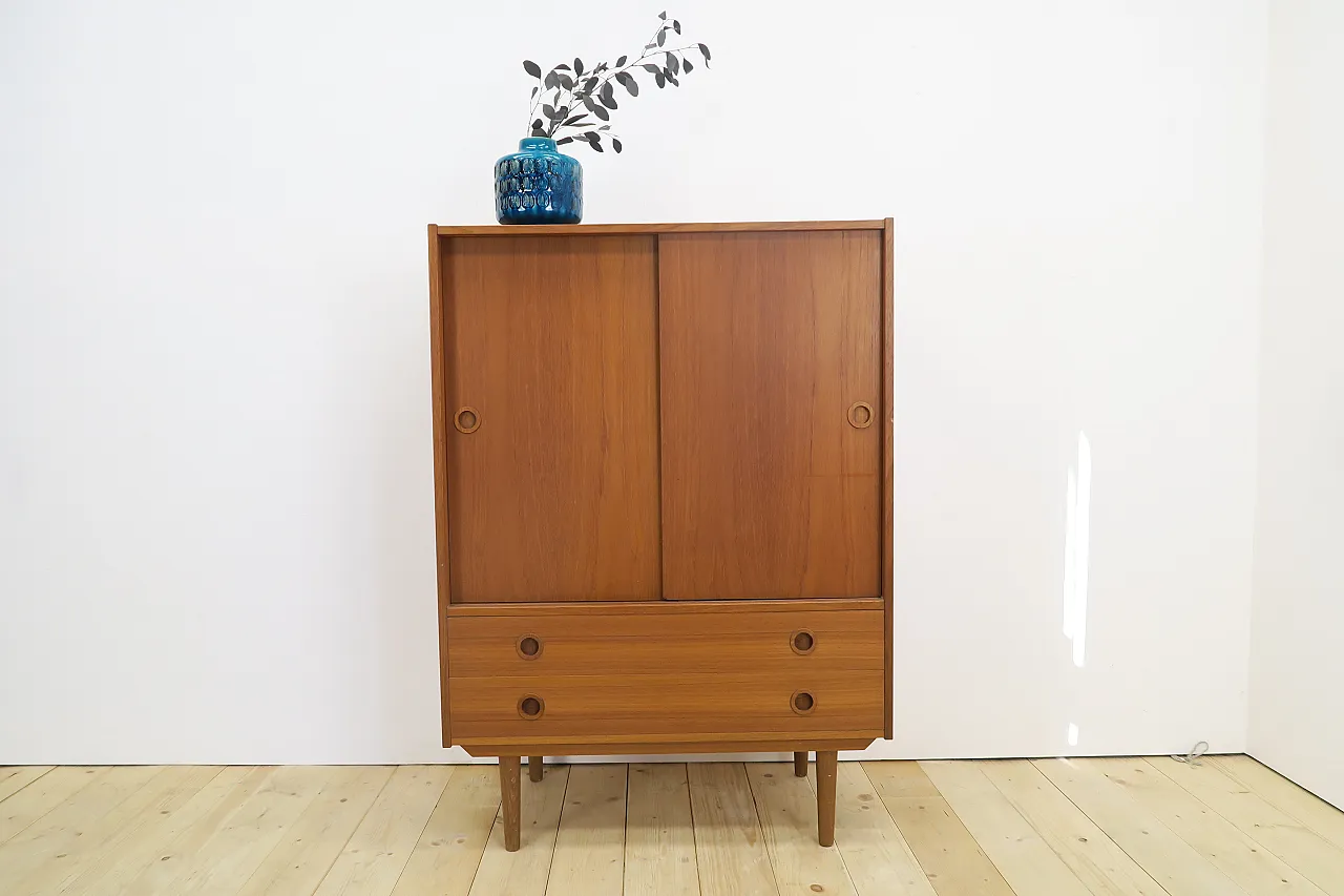Teak highboard with sliding doors, 1960s 2