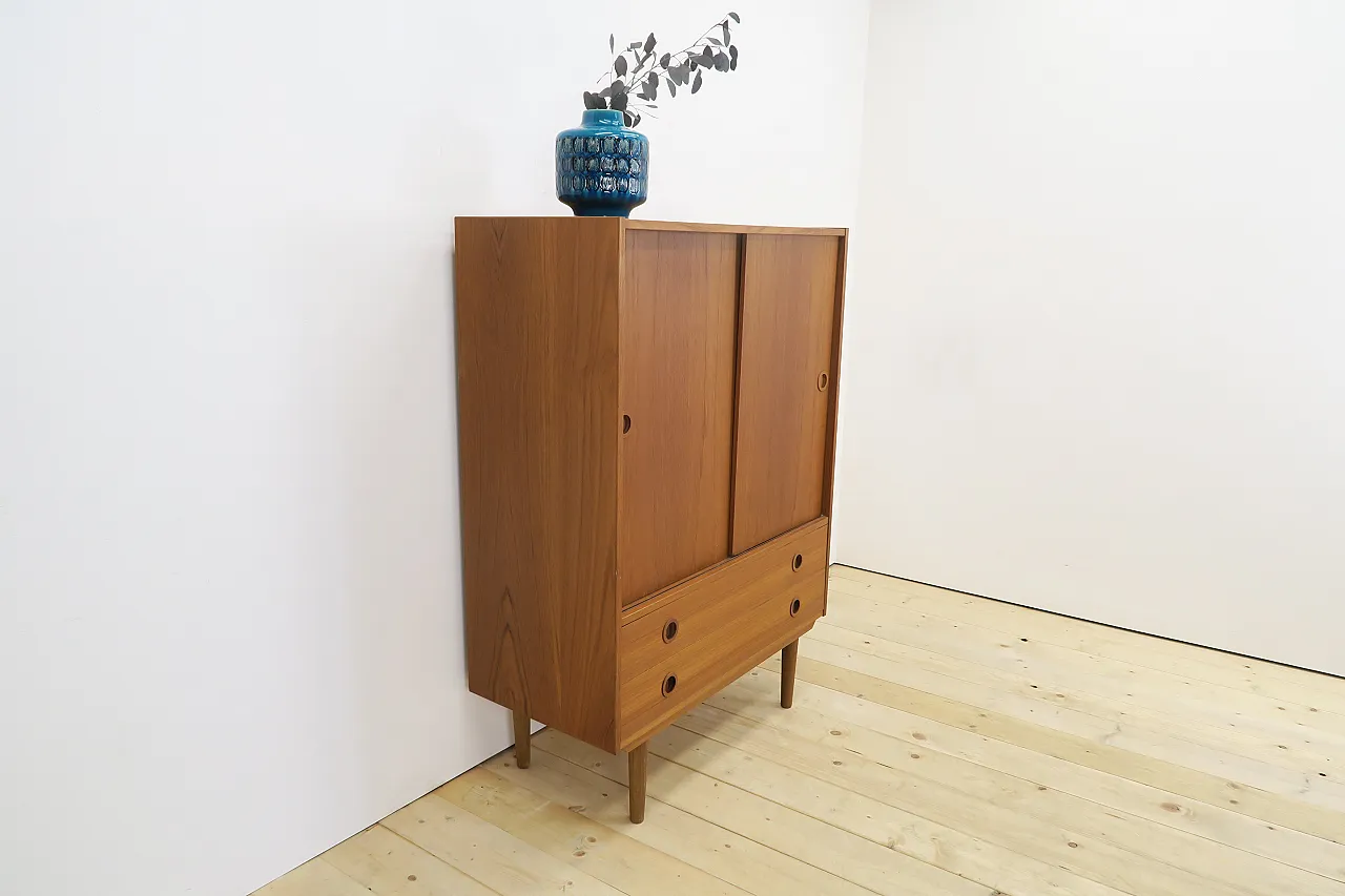 Teak highboard with sliding doors, 1960s 3