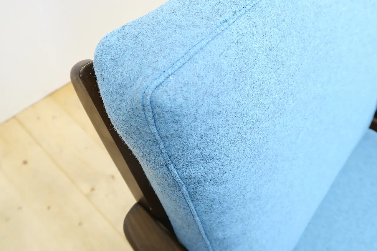 Pair of teak armchairs reupholstered in wool, 1960s 8