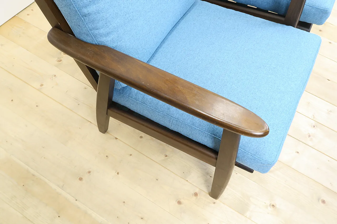 Pair of teak armchairs reupholstered in wool, 1960s 9
