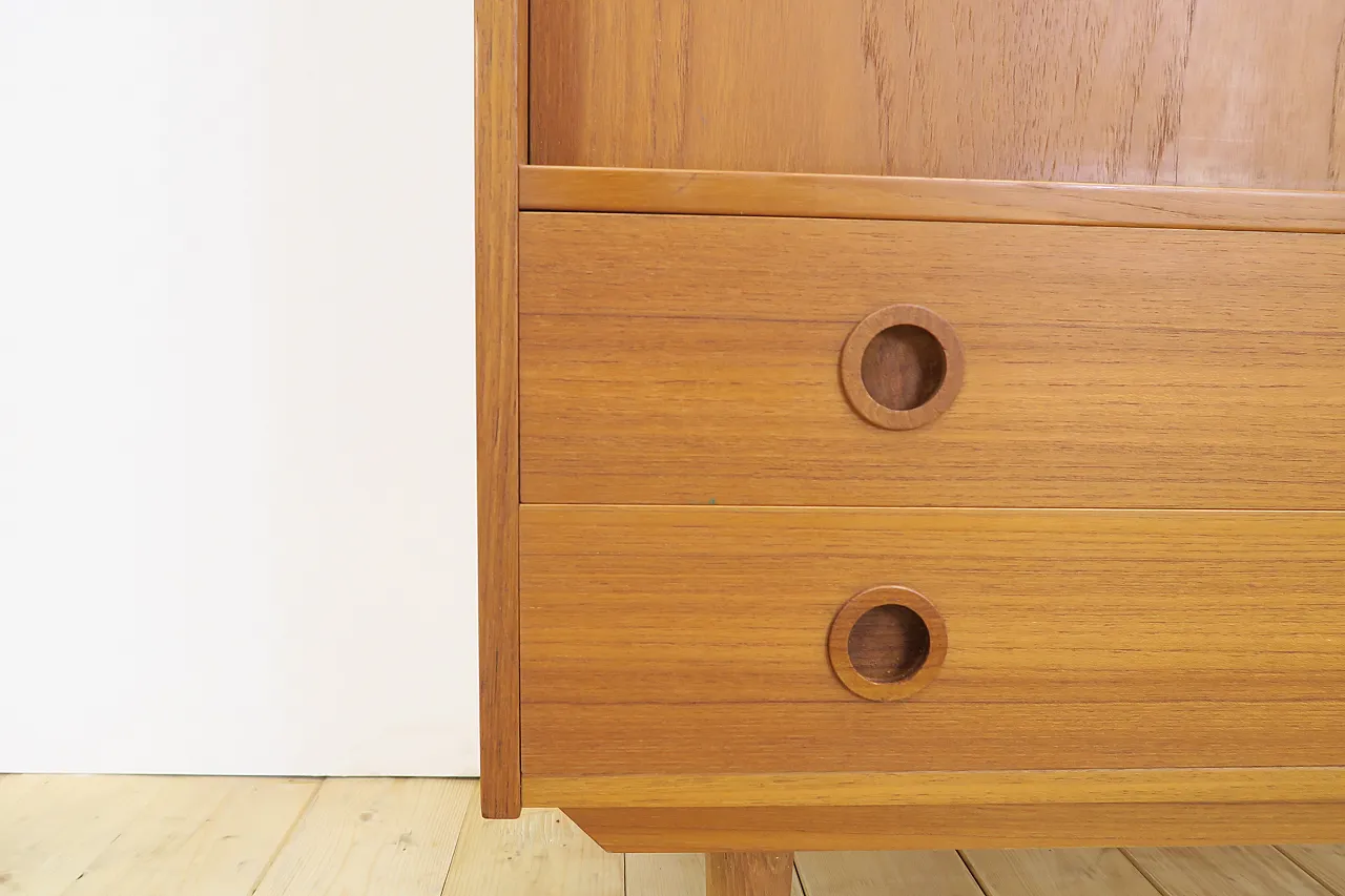Teak highboard with sliding doors, 1960s 10