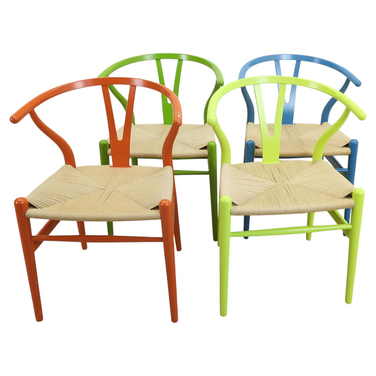 4 CH24 Wishbone Chairs by Hans J. Wegner for Carl Hansen & Søn, 1950s 1