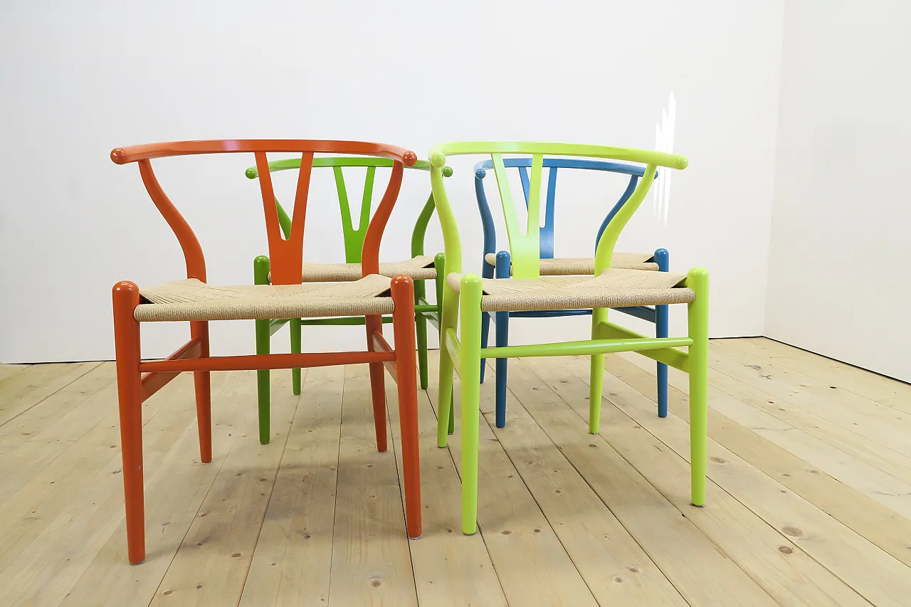 4 CH24 Wishbone Chairs by Hans J. Wegner for Carl Hansen & Søn, 1950s 2