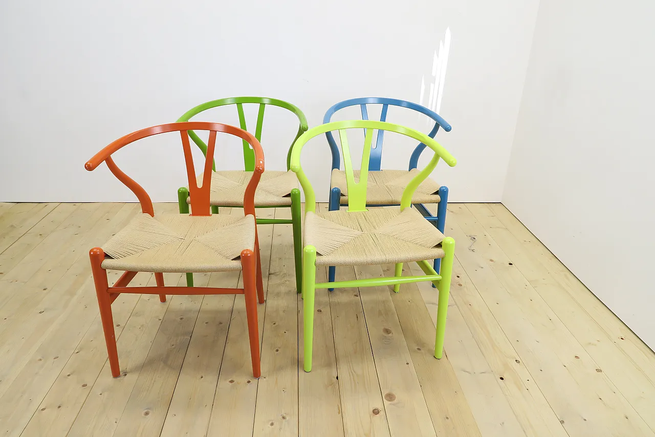 4 CH24 Wishbone Chairs by Hans J. Wegner for Carl Hansen & Søn, 1950s 4