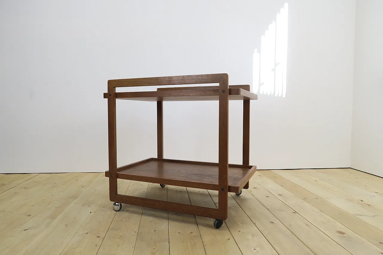 Compact rosewood bar cart, 1960s 4