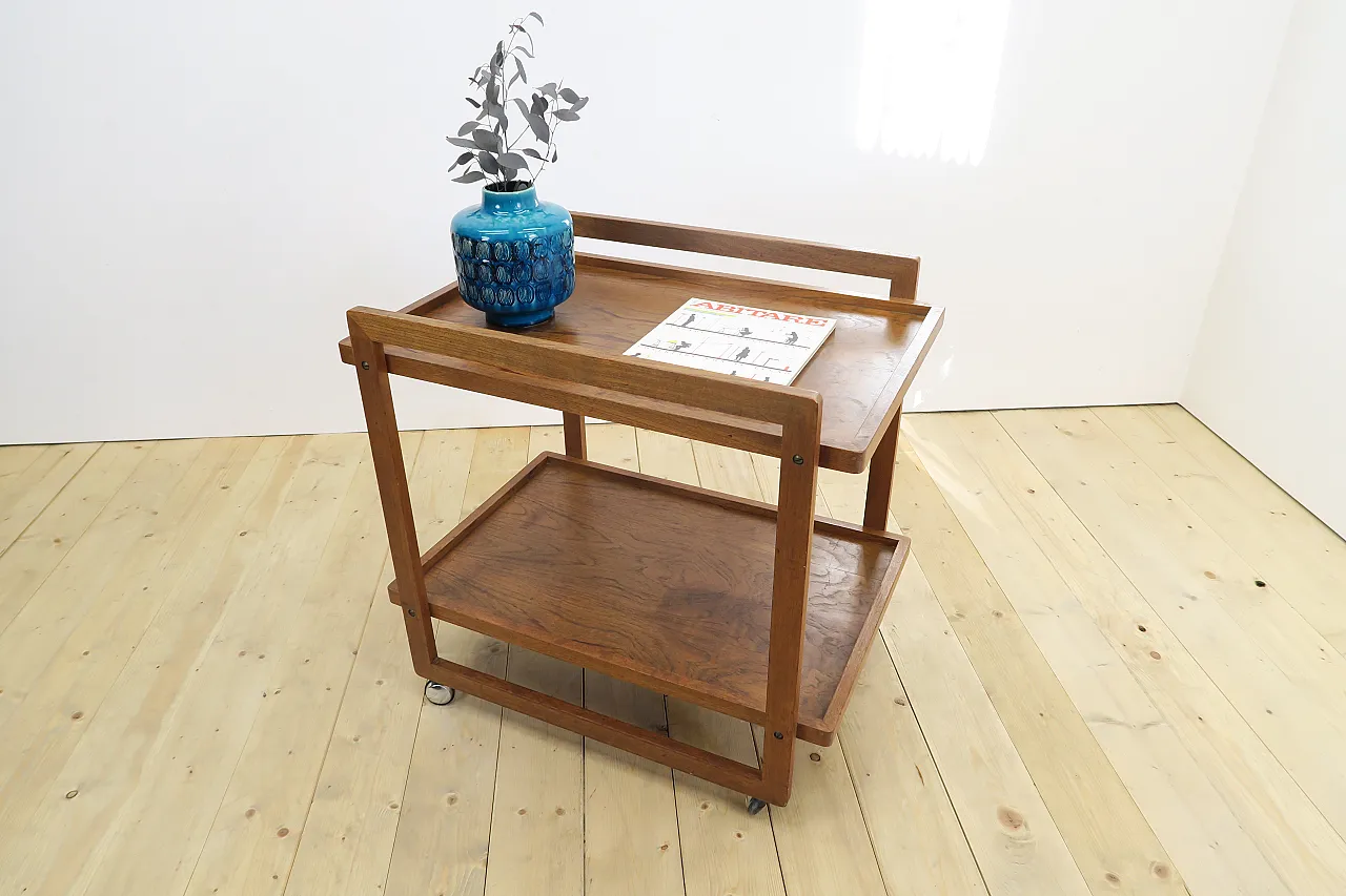Compact rosewood bar cart, 1960s 6