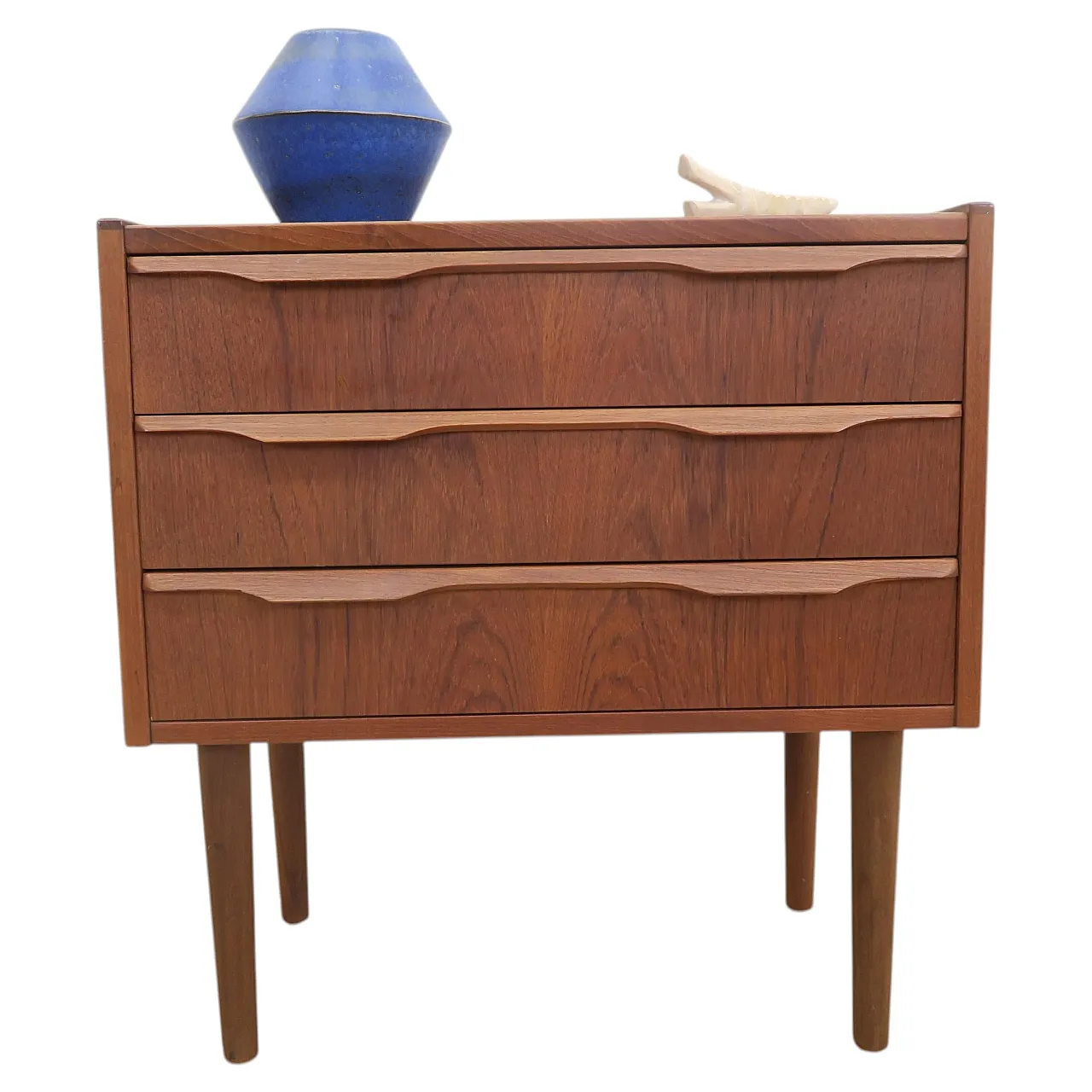 Teak nightstand with three drawers, 1960s 1